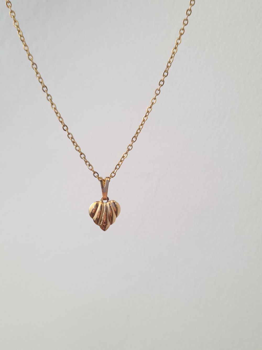 Collar de acero dorado con corazon